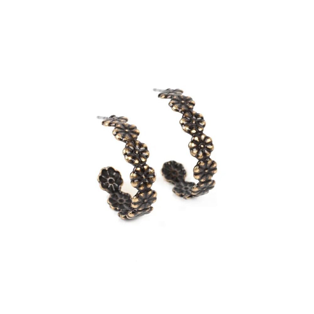 Paparazzi Jewelry Accessories - Floral Fad - Brass Earrings - Vintage - Picture 2 of 4